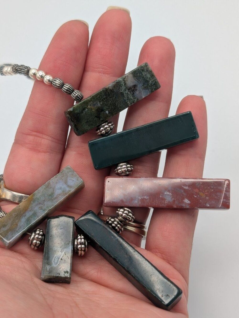 Natural Gemstone Slab Destash Lot Moss Agate Jasper Beads Craft Repair Upcycle - Picture 4 of 9